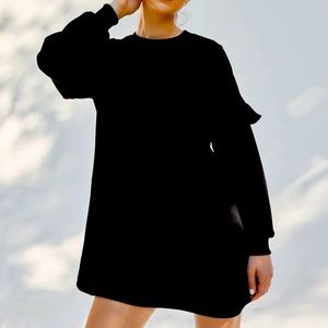 NWT ruffle black cozy dress